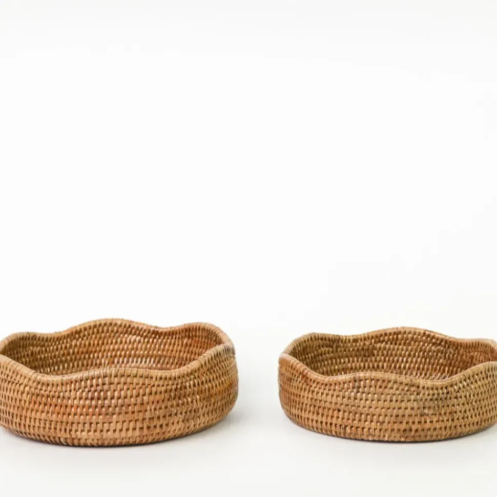 Woven Rattan Scalloped Bowl