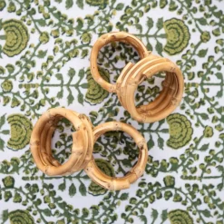 Wrapped Bamboo Napkin Rings | Set of 4