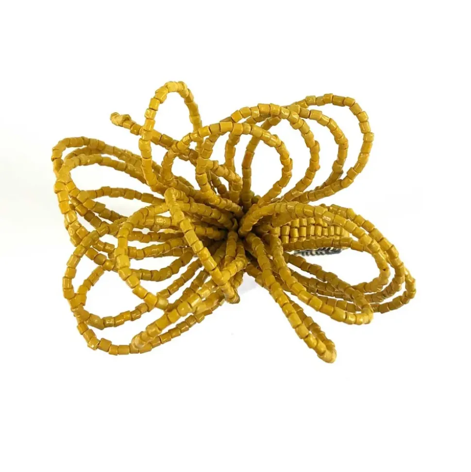 Yellow Bow Beaded Napkin Ring | Set of 4