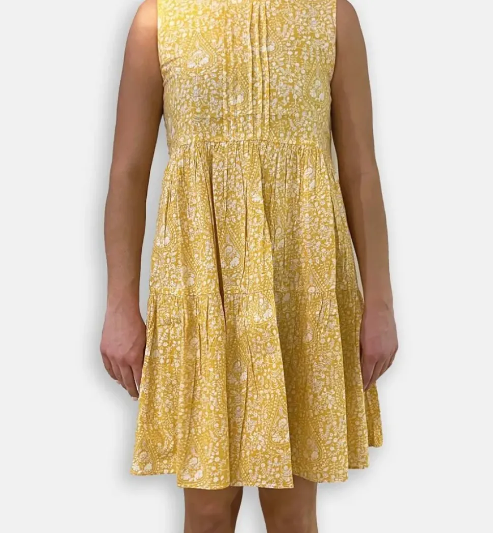 Yellow Paisley Layered Dress